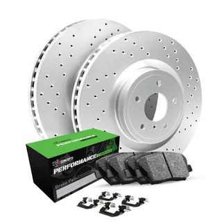 R1 Concepts WMSH1-73056 Rotors - Carbon Coated - Drilled W/ Perf Sport Pads & Hdw